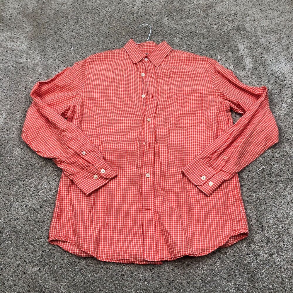 Banana Republic Shirt Adult Small 14 14.5 Red Check Button Up Woven Preppy Mens